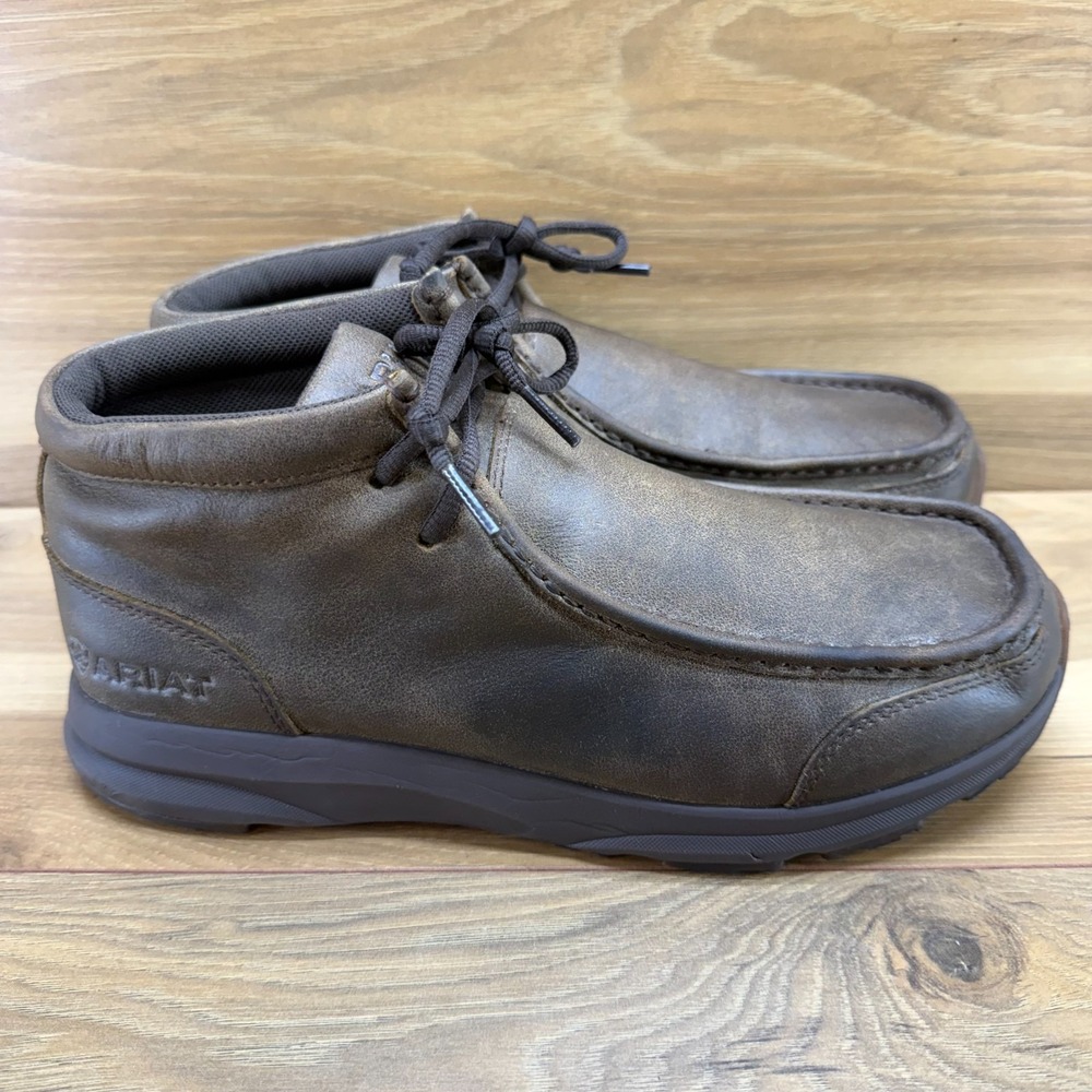 ARIAT Spitfire Moc Toe Ankle Boot Mens 9 D Brown Leather Casual Comfort Everyday